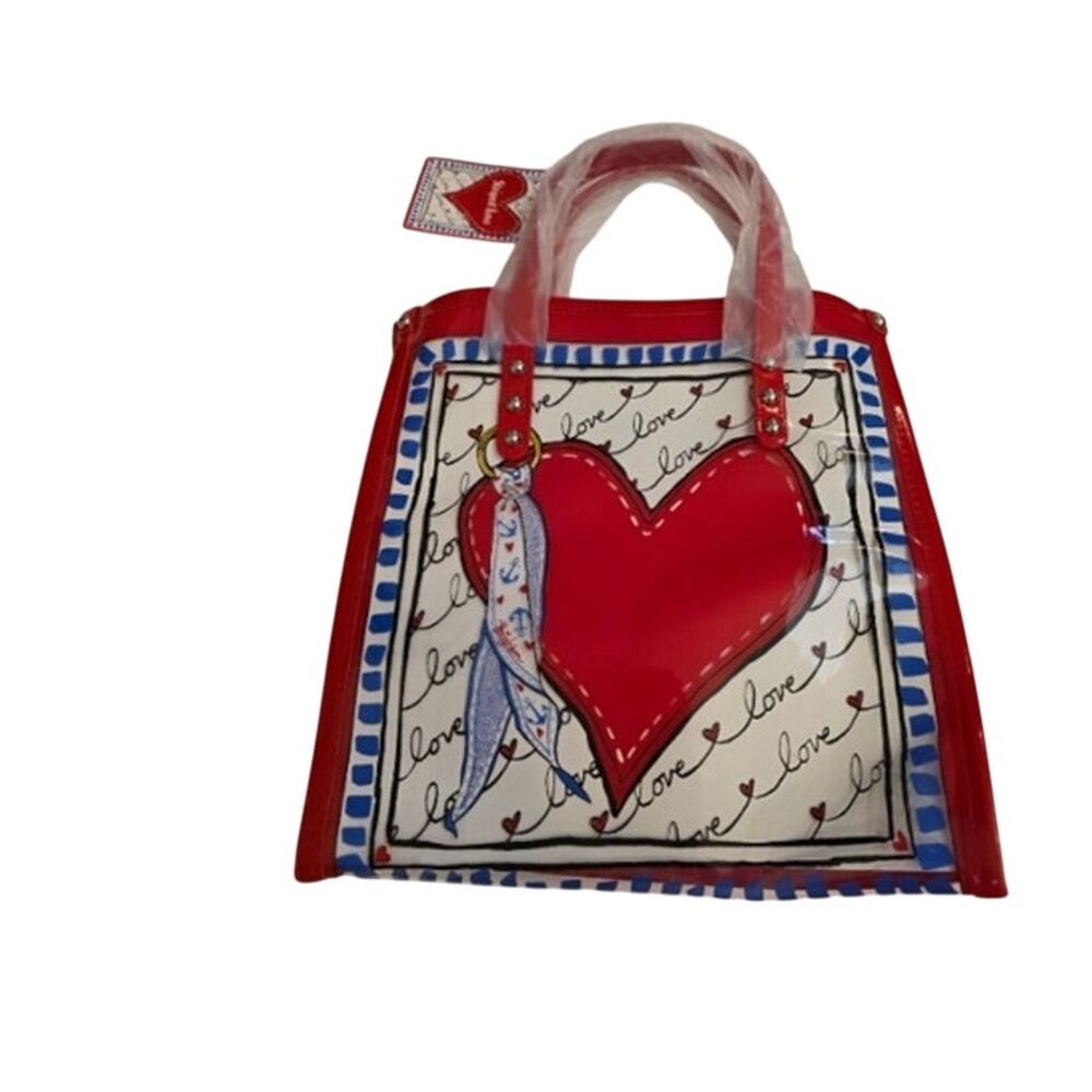Brighton Striped LOVE Vinyl Tote Crossbody Red White Blue Clear New MSRP $128